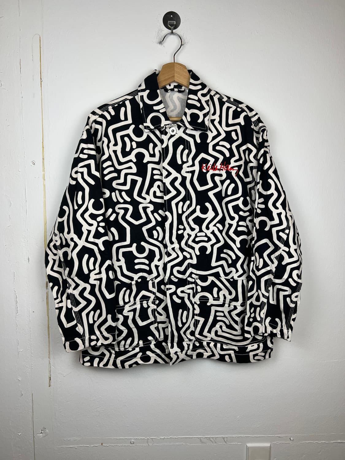 O195 H&M Keith Haring 콜라보 패턴 데님 자켓 XS 상품이미지1