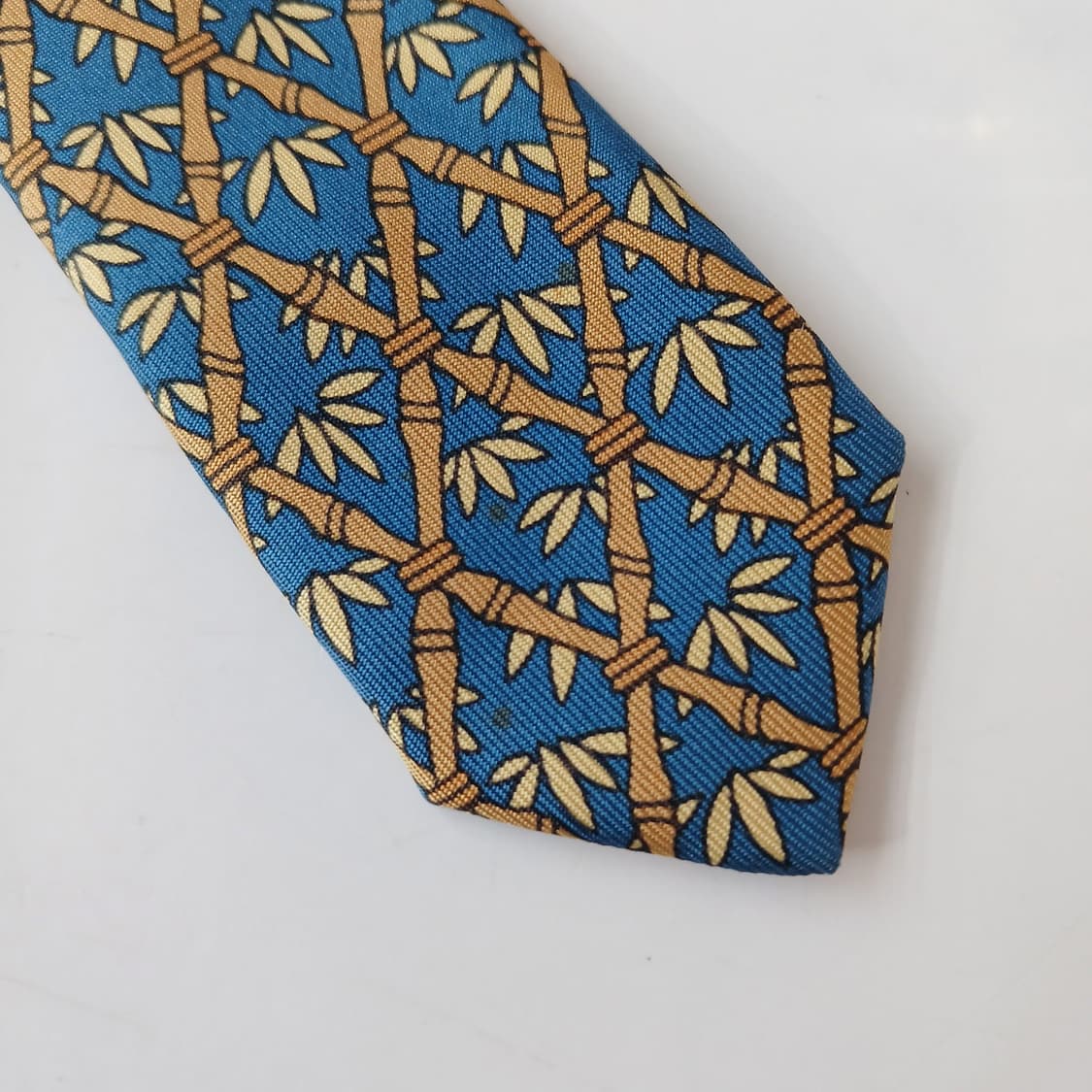 에르메스 실크 블루 기하 패턴 넥타이 8.6cm A+~A등급 A19489 상품이미지10