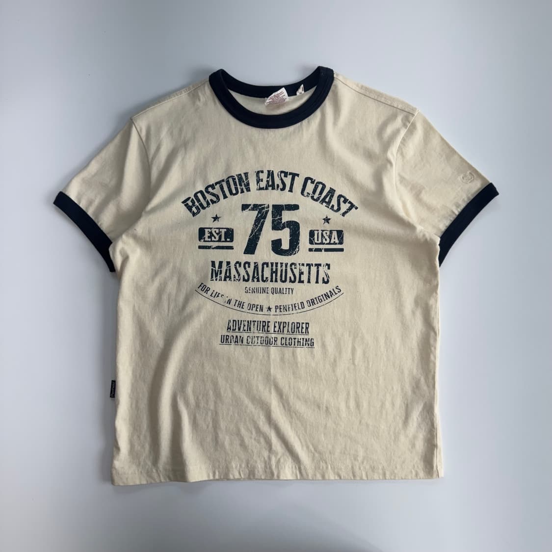 Penfield 펜필드 레터링 네이비 링거티 아이보리 반팔  상품이미지3