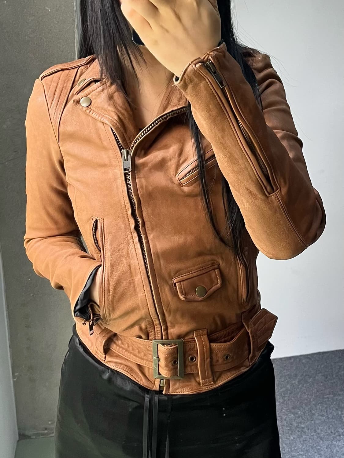 마우지 고트 레더 바이커 자켓 상품이미지2