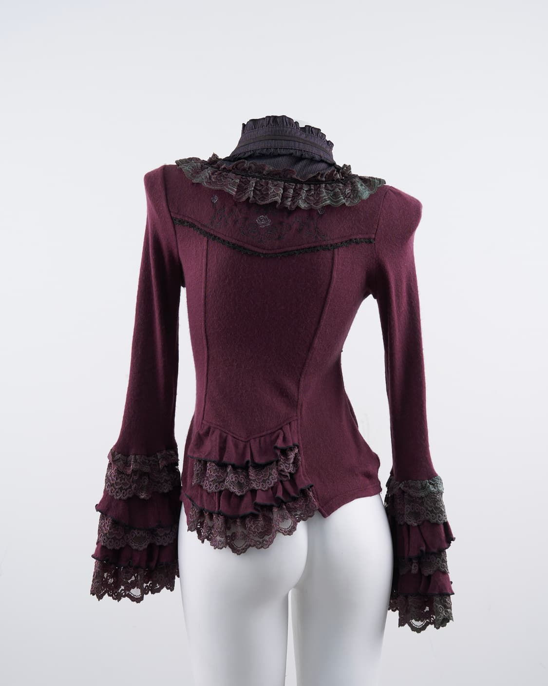 Ozz on 코르셋 리본 프릴 디테일 긴팔 슬리브리스 상품이미지3