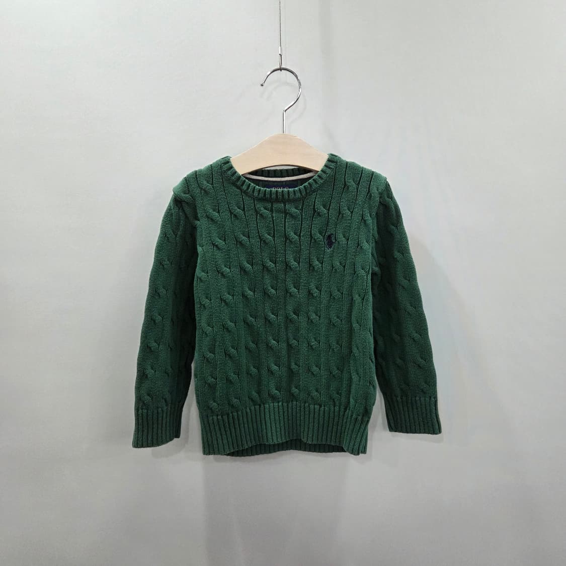 폴로랄프로렌 키즈 케이블 니트 그린 4T 상품이미지1