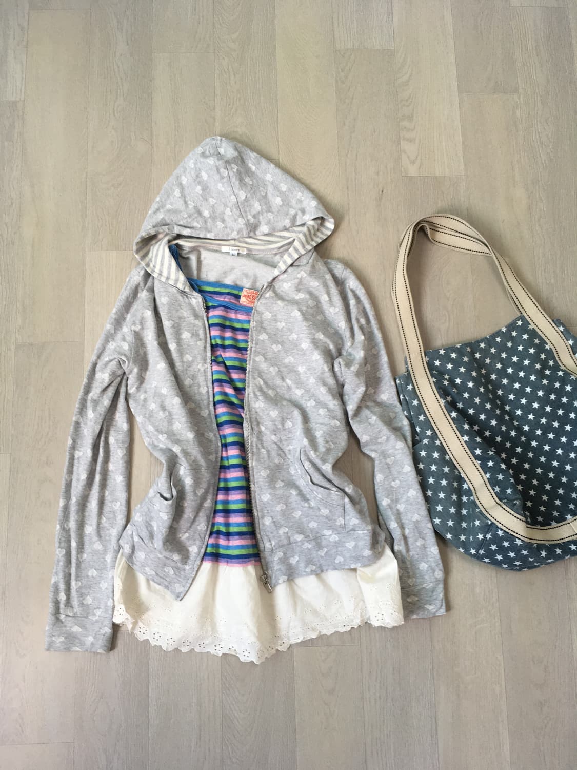 jpn vintage heart melange grey hood zipu 상품이미지9