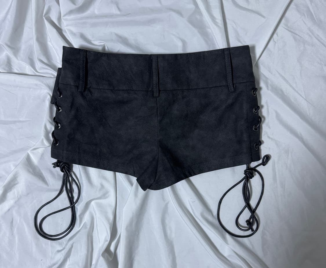 Shein 레이스업 벨티드 레더 쇼츠 y2k 펑크 웨스턴 lgb goa 상품이미지2