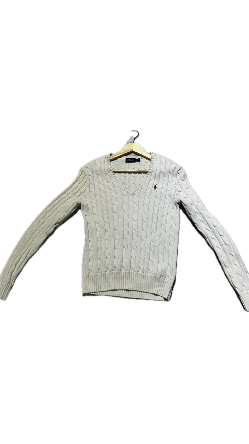 폴로 랄프로렌 네이비포니 브이넥 케이블 니트 상품이미지1