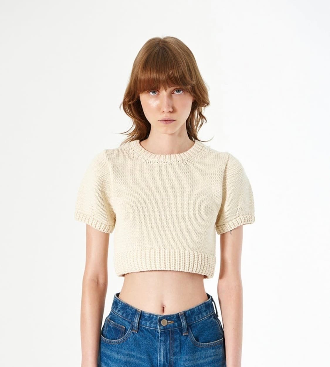 다이애그널 반팔니트 SHORT SLEEVE HAND KNITTING TO 상품이미지1