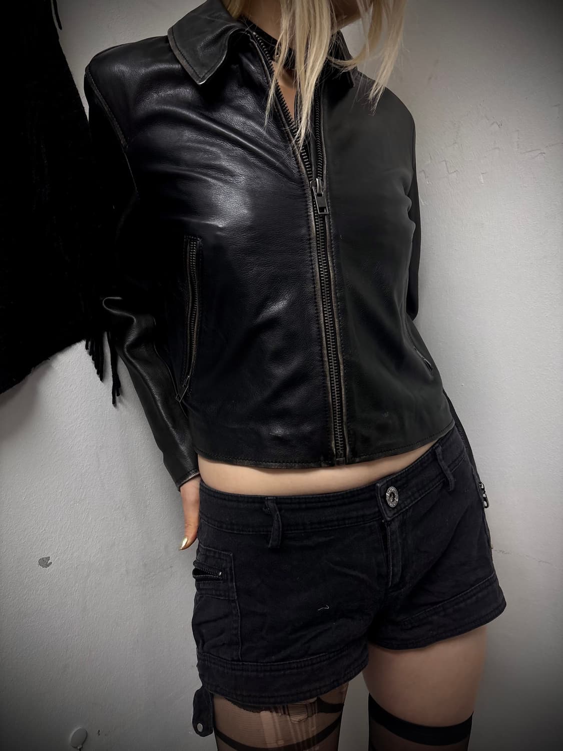 “Vintage” Y2K Vintage Washed Leather Jac 상품이미지2