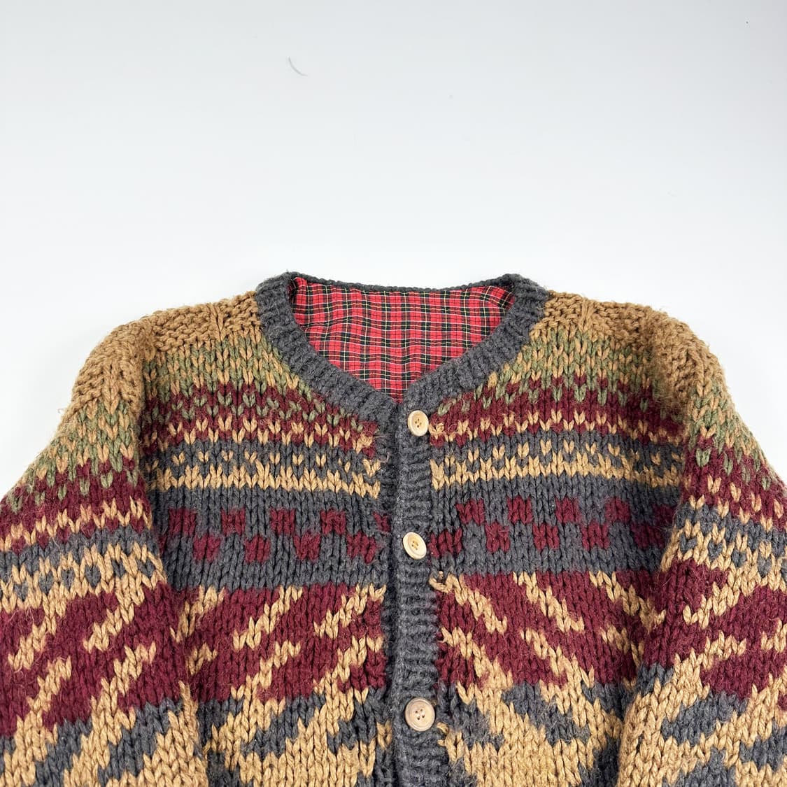 JPN 재팬빈티지 핸드메이드 헤비 울 니트 가디건 여성M 상품이미지2