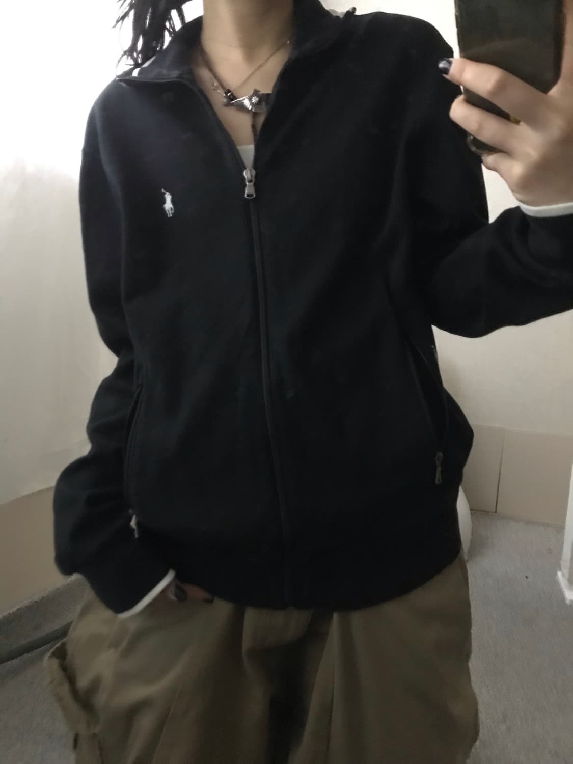 폴로 블랙 화이트 집업 상품이미지6