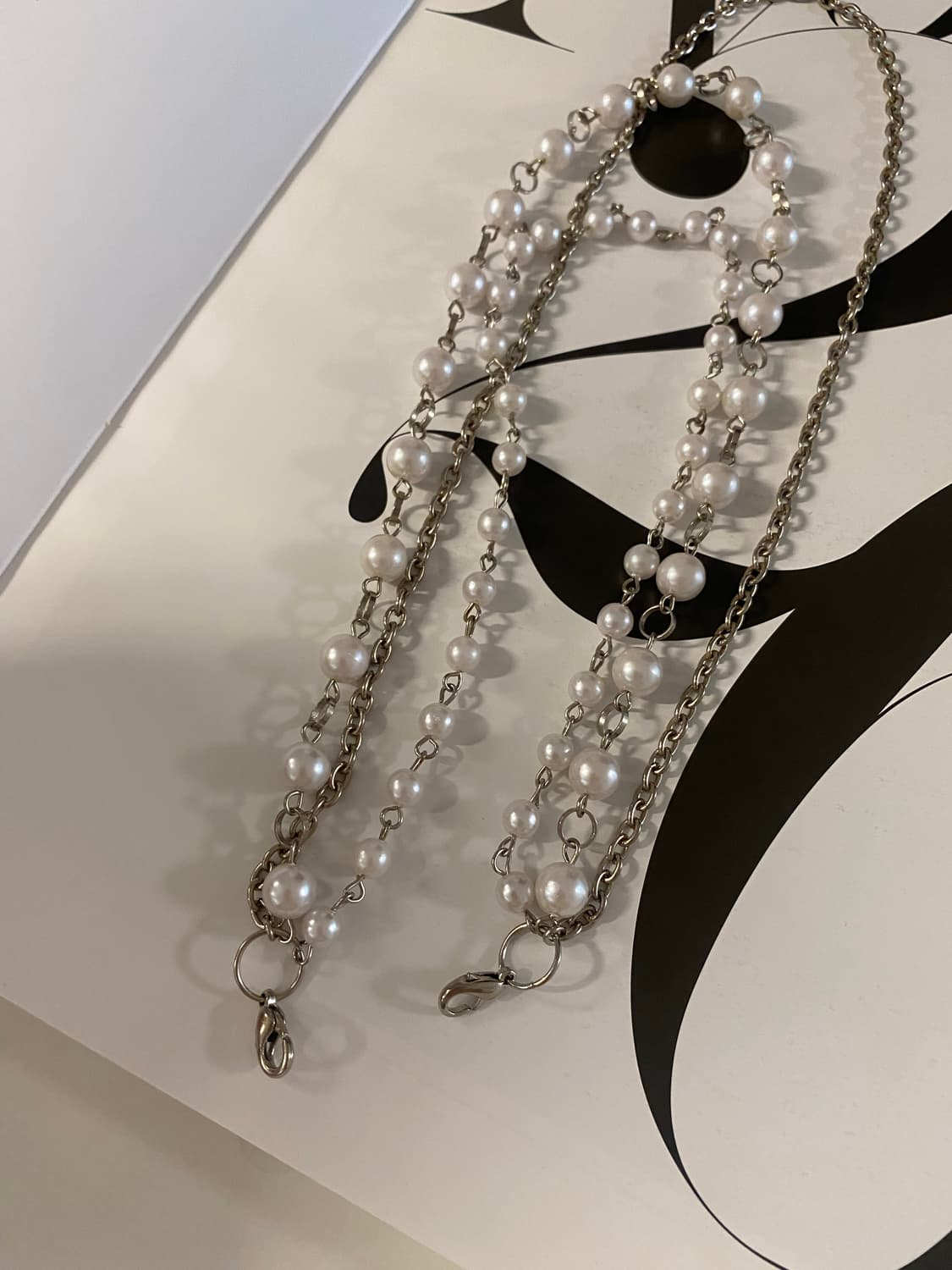 빈티지 진주구슬 체인 레이어드 목걸이 상품이미지4