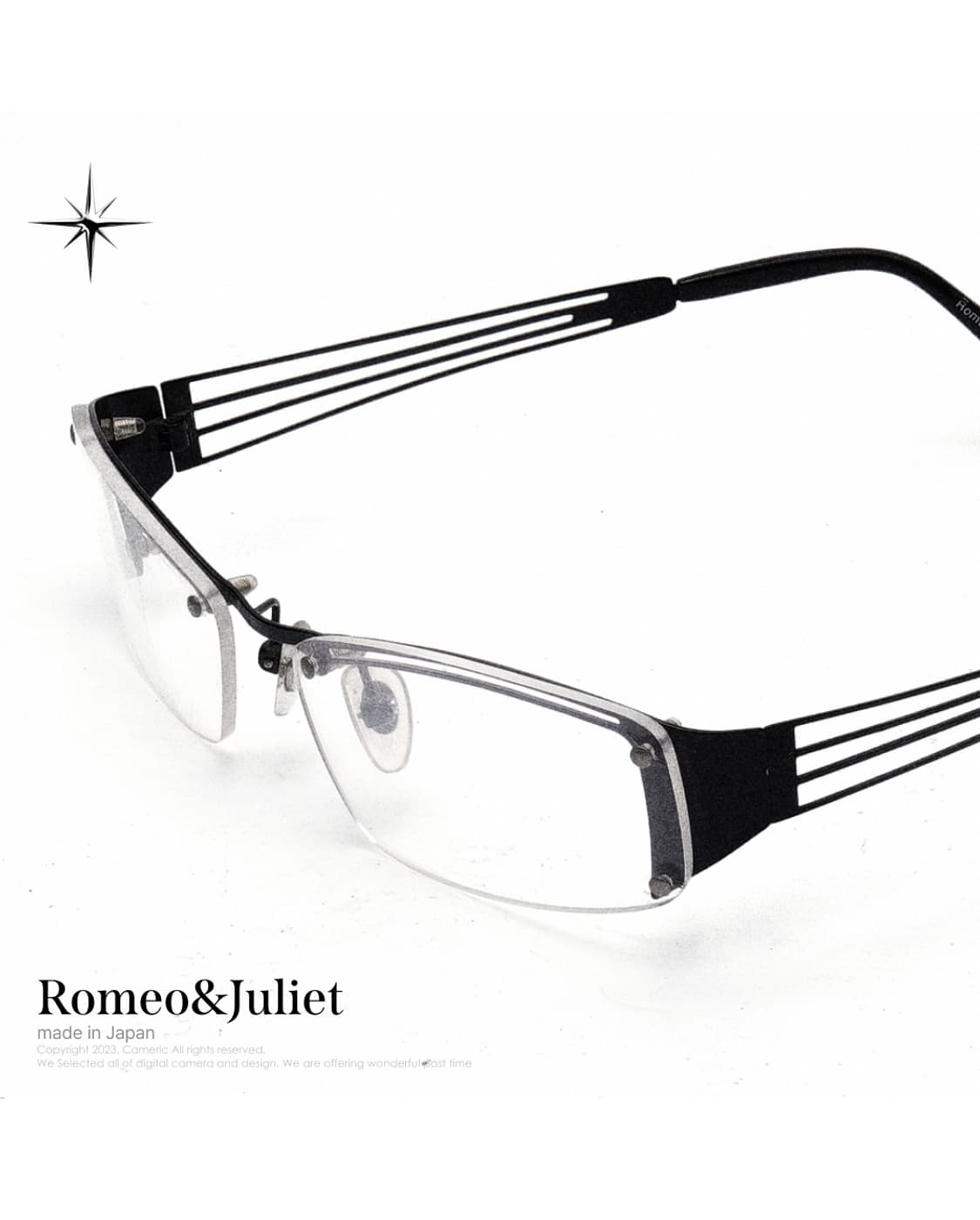 (Made in Japan)Romeo&Juliet🖤블랙 무테 빈티지안경 상품이미지1