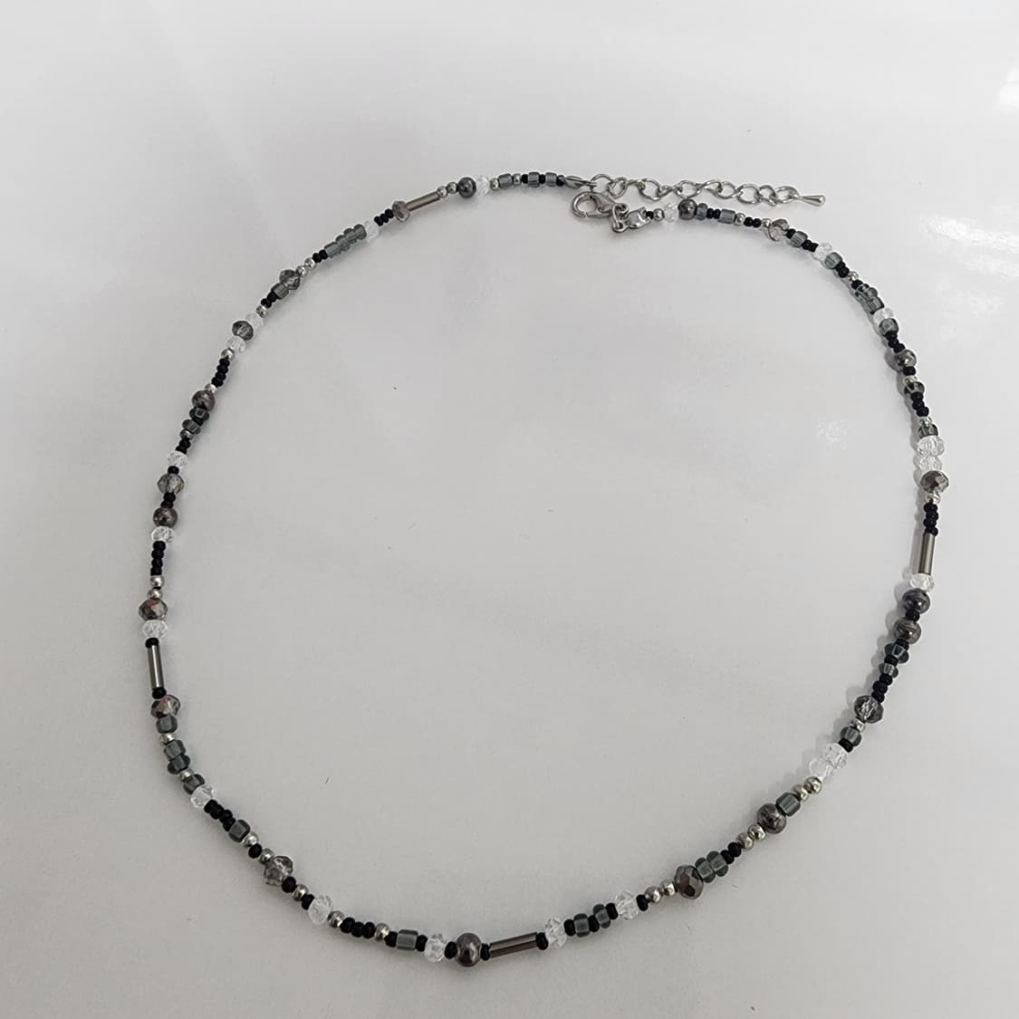 여자 블랙 실버 패션 비즈 목걸이 상품이미지3