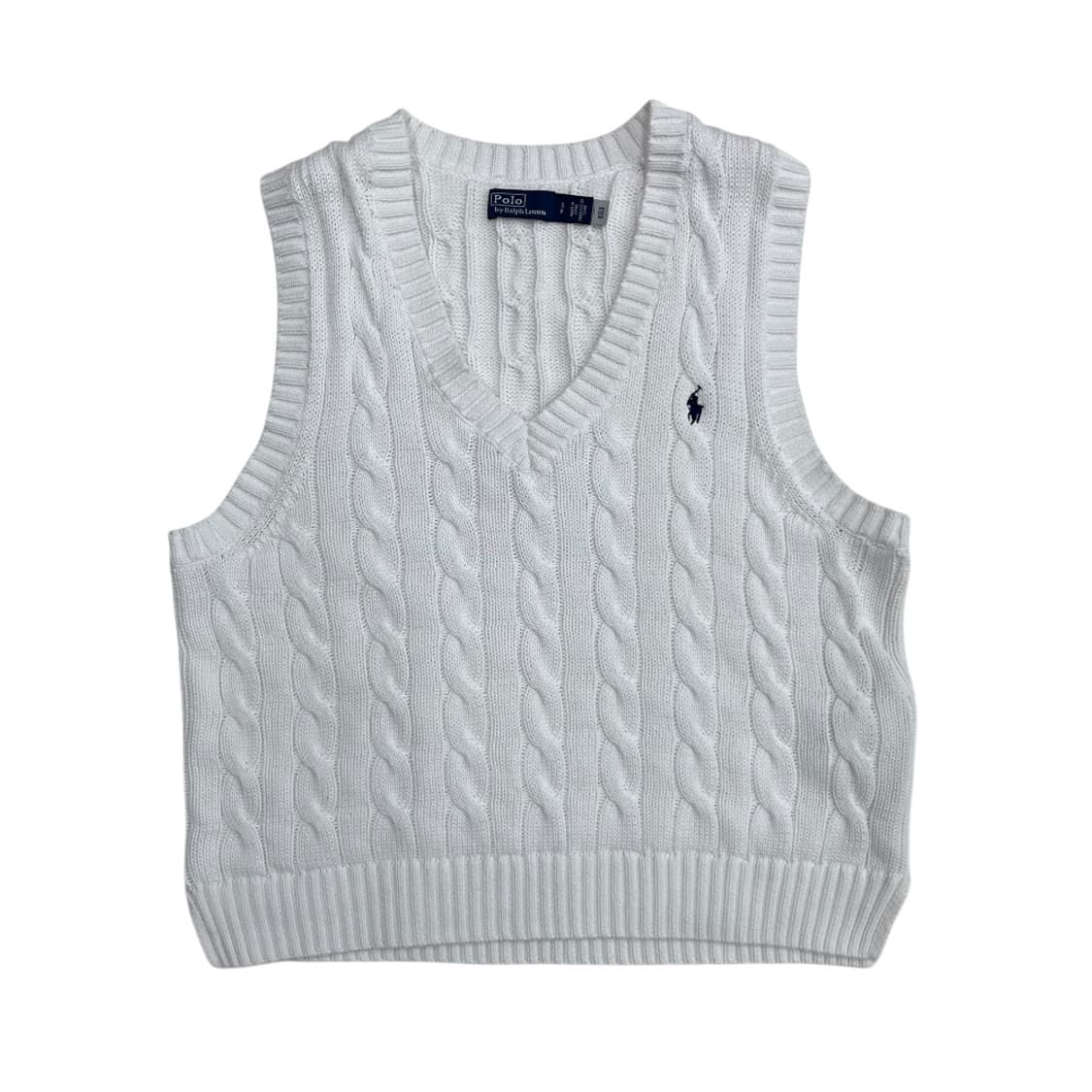 폴로 랄프로렌 네이비포니 화이트 꽈배기 니트조끼 S 상품이미지2