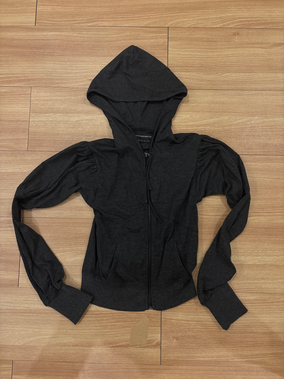 Solid Zip-Up Hoodie Charcoal 상품이미지3