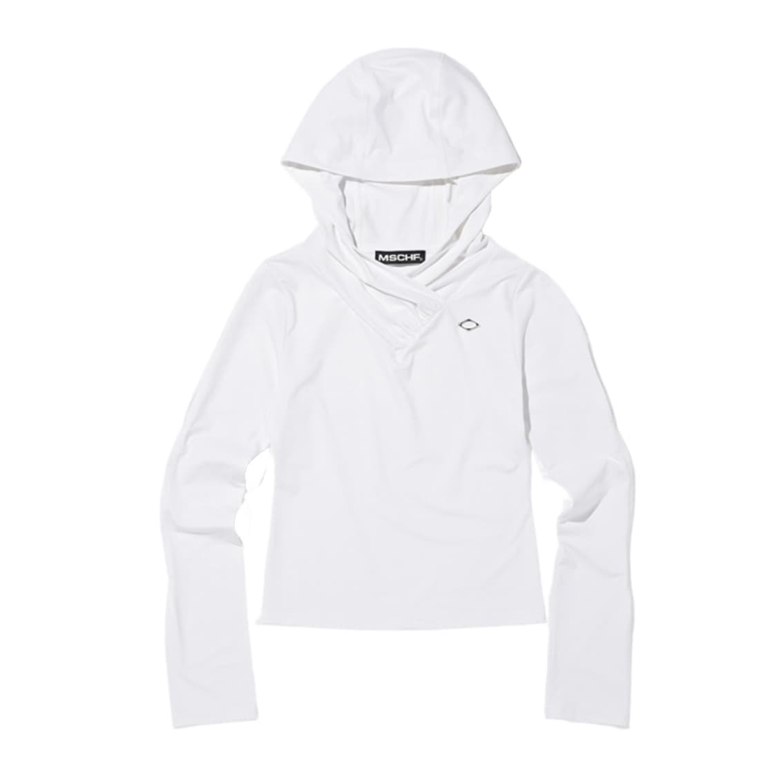 미스치프 후디드 시어링 오버랩 탑 화이트 상품이미지1