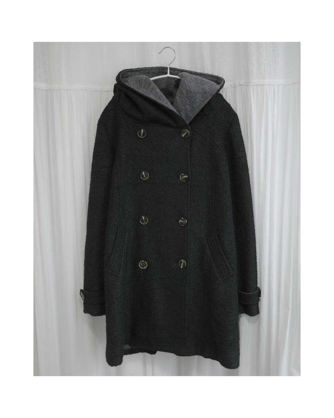 Charcoal Bouclé Hood Coat 상품이미지1