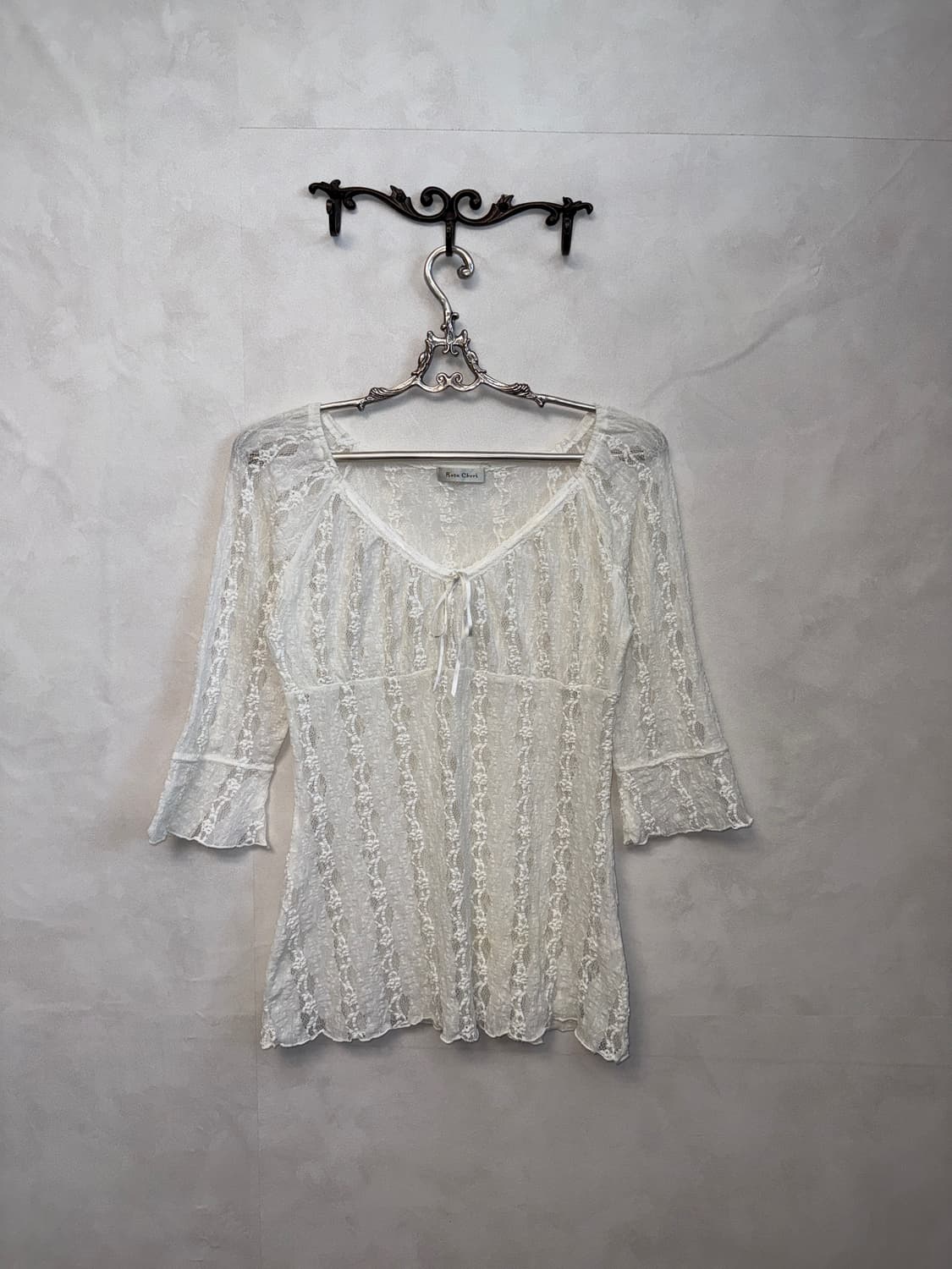 Rosa Cheri white floral lace 오프숄더 블라우스 상품이미지1