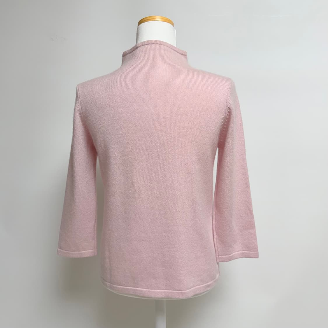 [캐시미어 100%] 파스텔 핑크 반목 7부 니트 상품이미지3