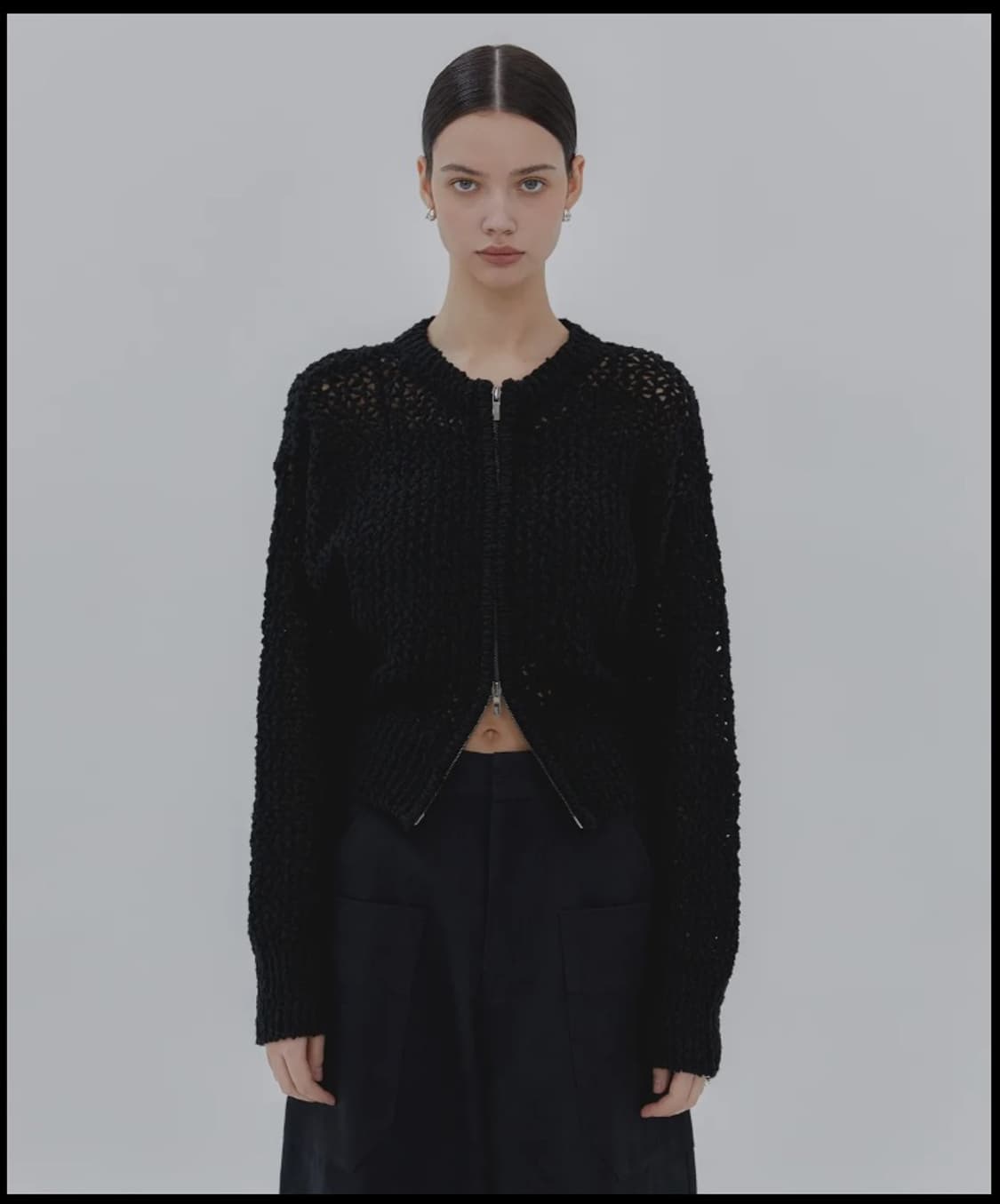 트리밍버드 네트 집업 니트 상품이미지1