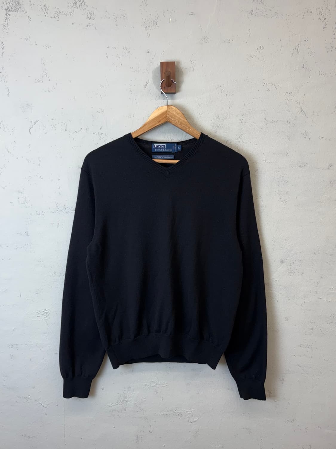 폴로랄프로렌 빈티지 암패치 메리노울 니트 블랙 상품이미지1