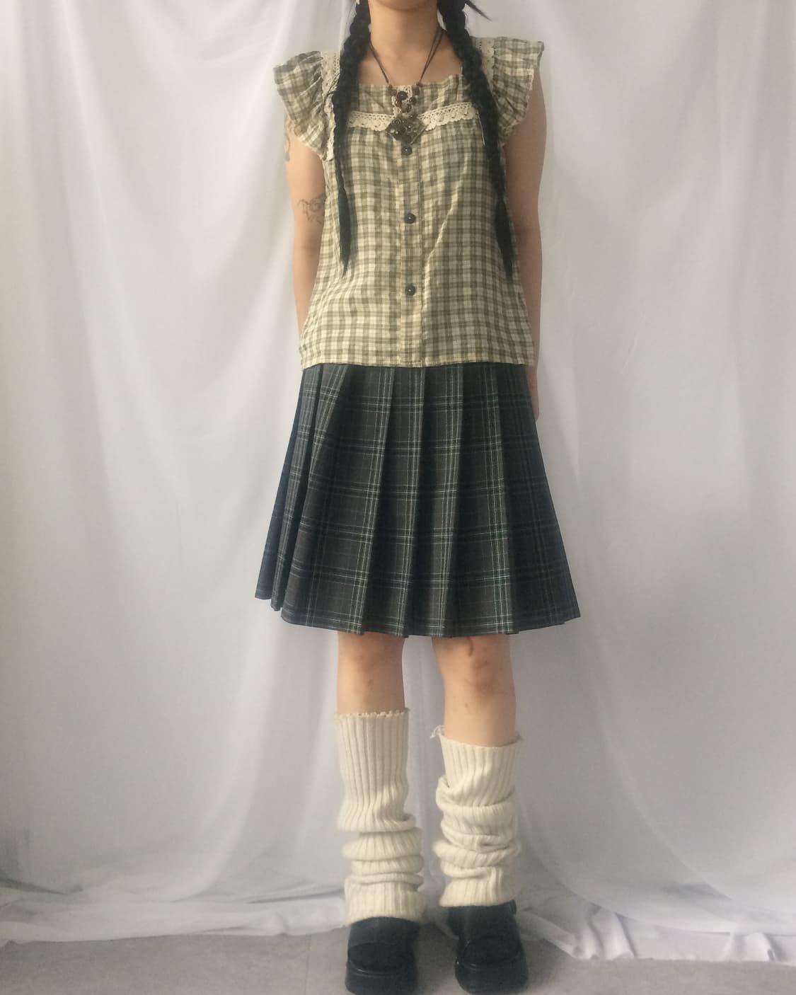 Crochet trimming check pattern frill sle 상품이미지1