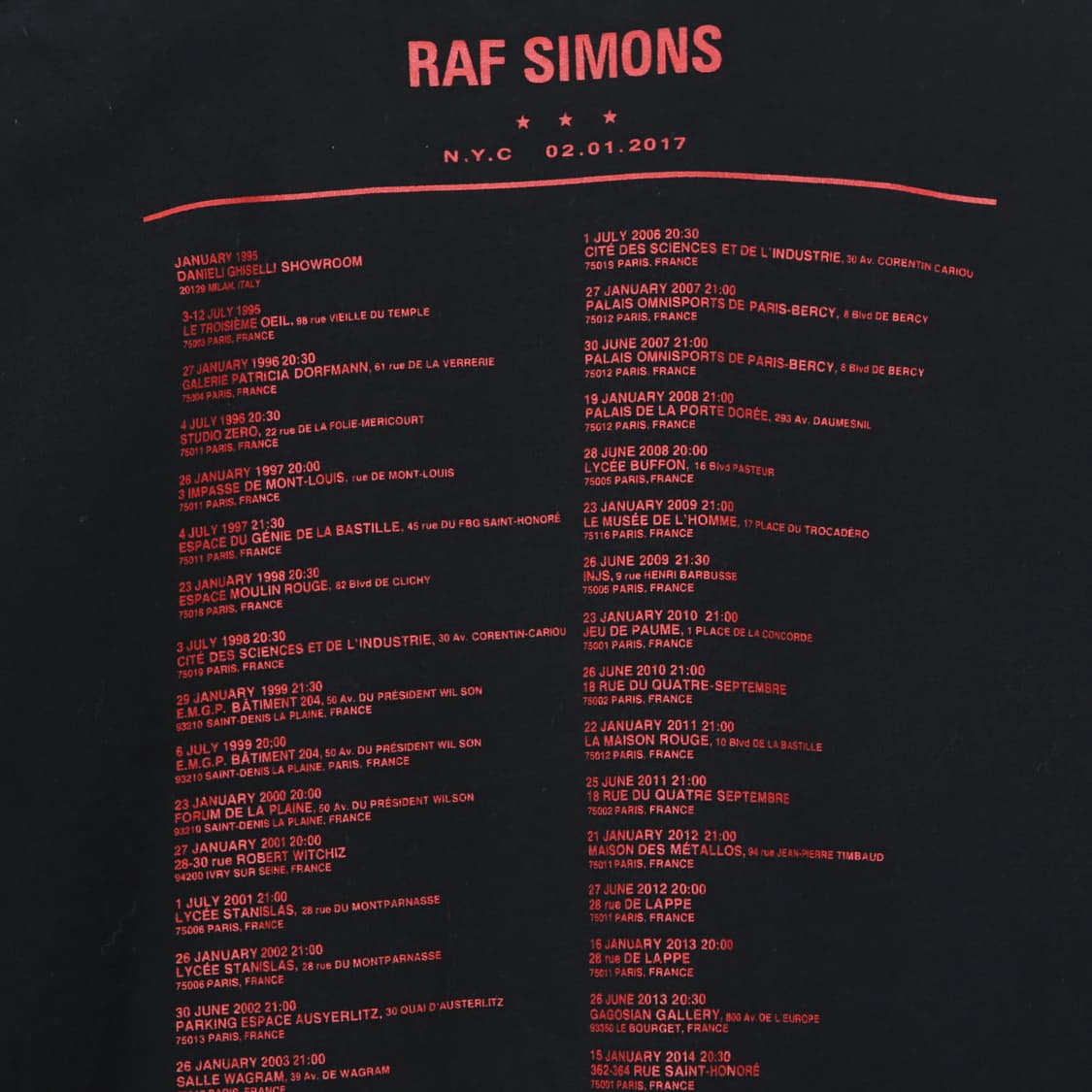 라프시몬스 아메리카 투어 반팔 상품이미지5