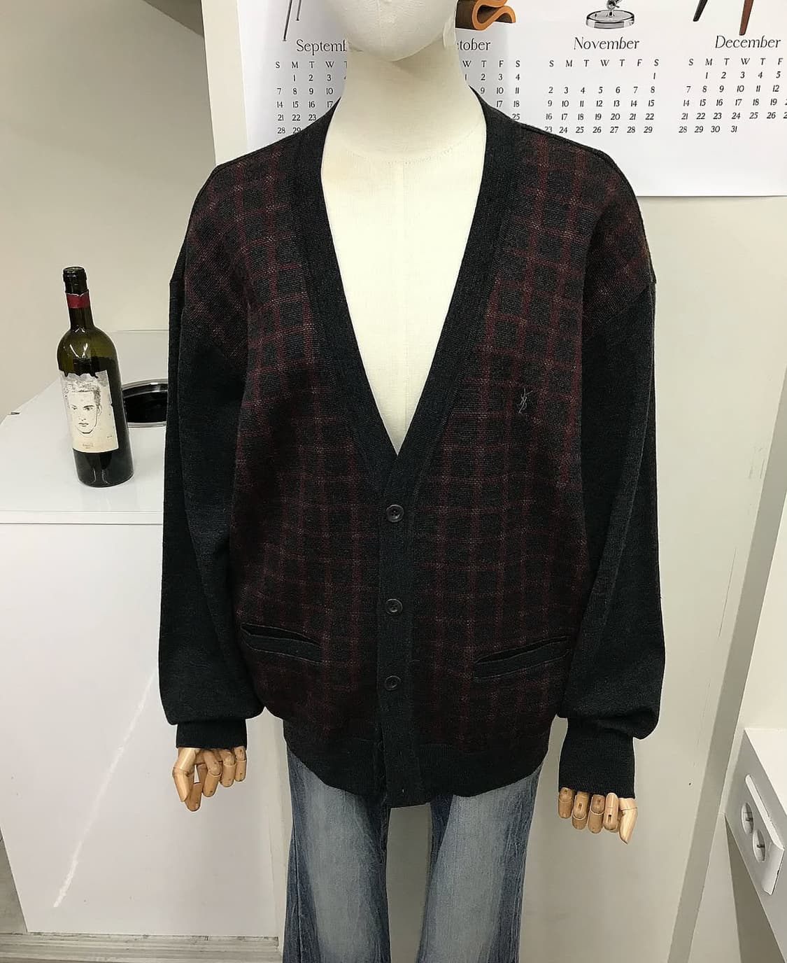 입생로랑 로고 울 가디건 상품이미지5