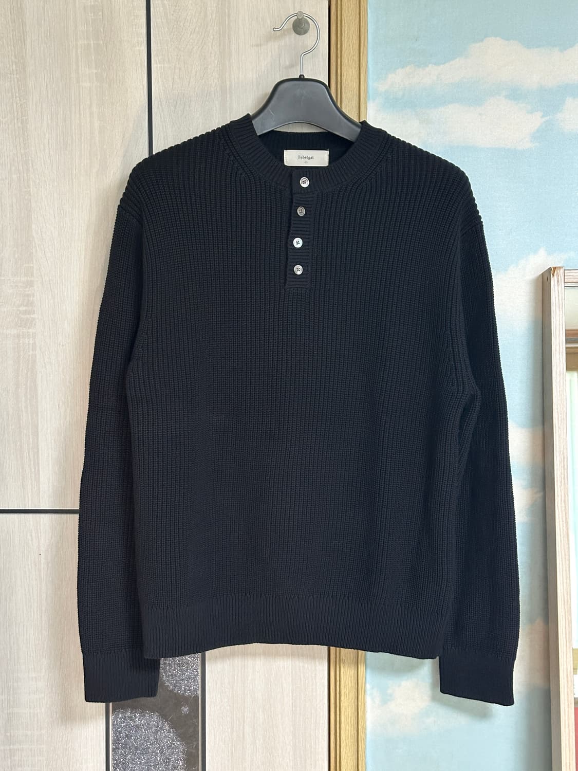 (2) 파브레가 헤비 코튼 헨리넥 니트 블랙 상품이미지2