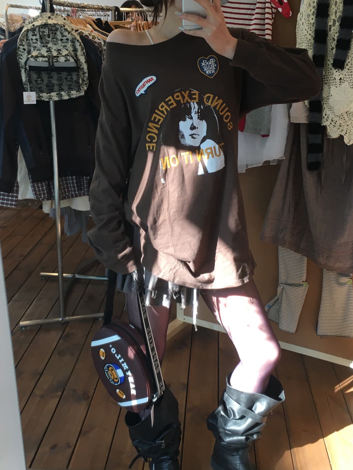 히스테릭글래머 브라운 패치 롱슬리브 상품이미지2