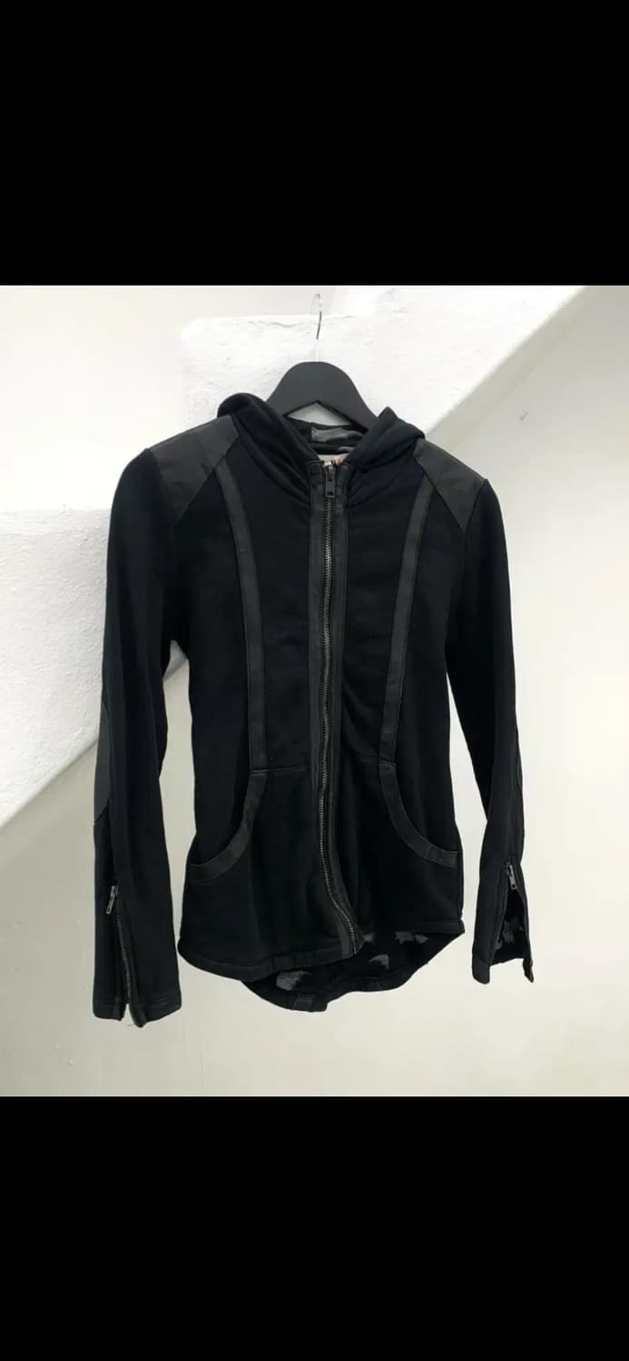 Leather strap unbalanced hoodie 상품이미지2