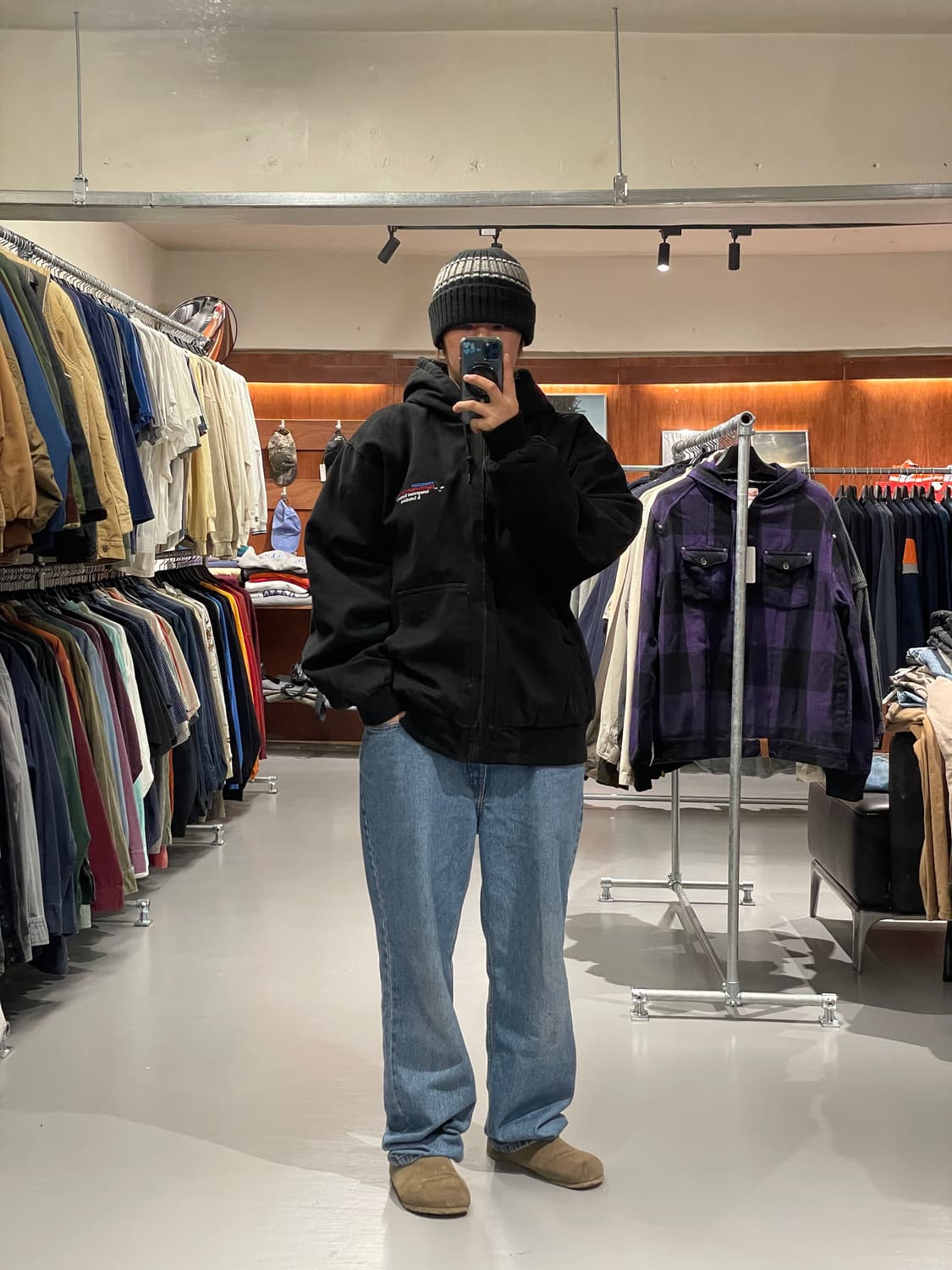 빈티지 엑티브 워크 후드 자켓 (Black)  상품이미지1