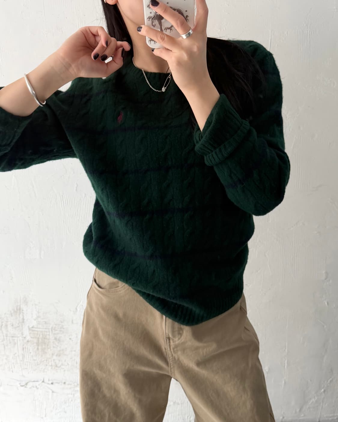 Polo 폴로 랄프로렌 단가라패턴 케이블 니트 상품이미지1