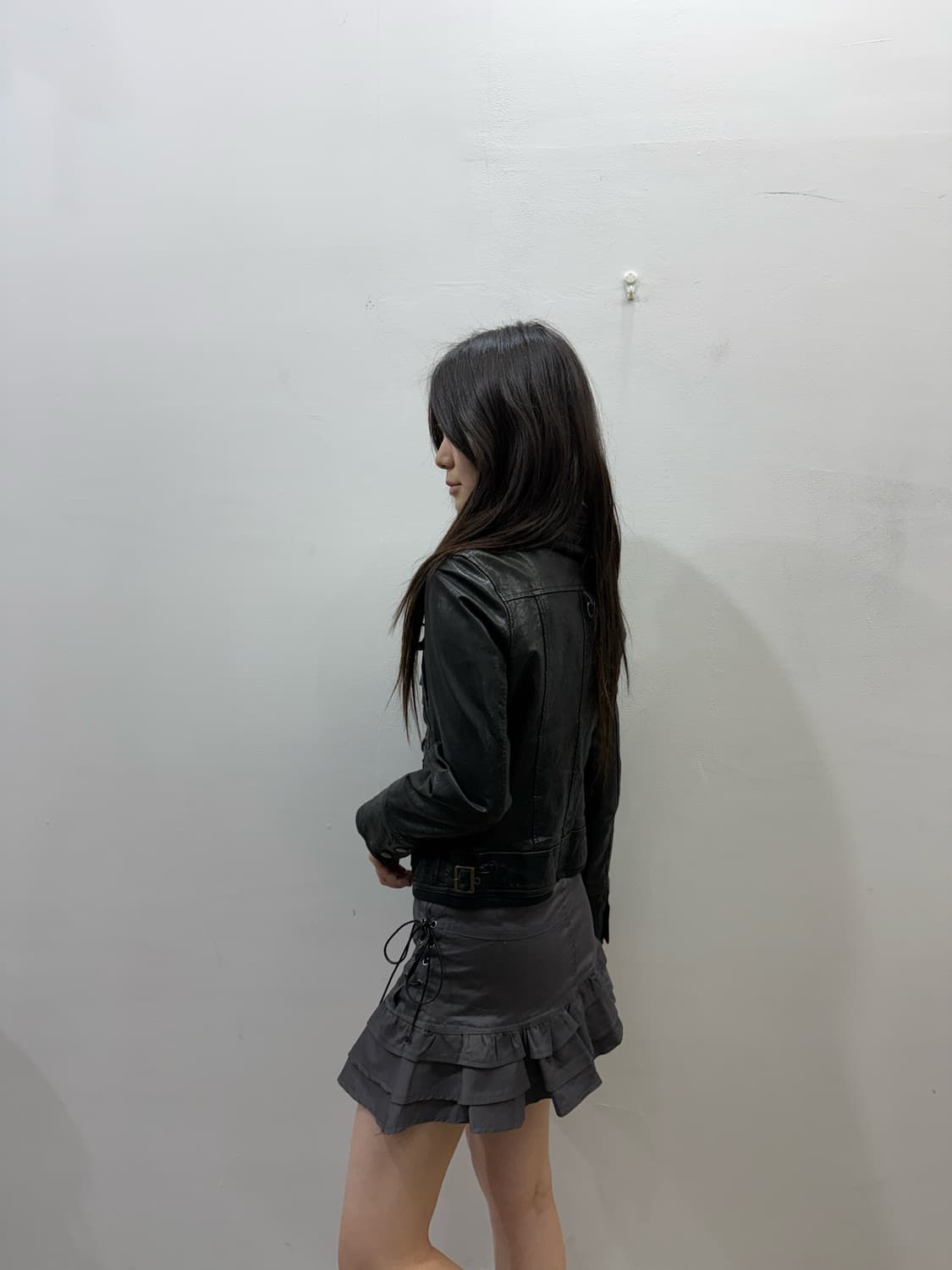 레더 버튼 디테일 집업 자켓 상품이미지3