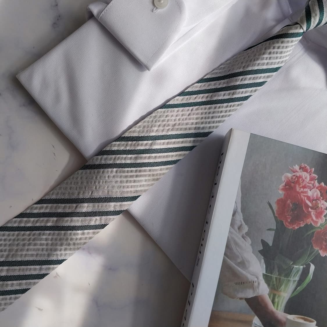 티아이포맨 실크 그린 스트라이프 넥타이 7cm 새제품 K2388
 상품이미지6