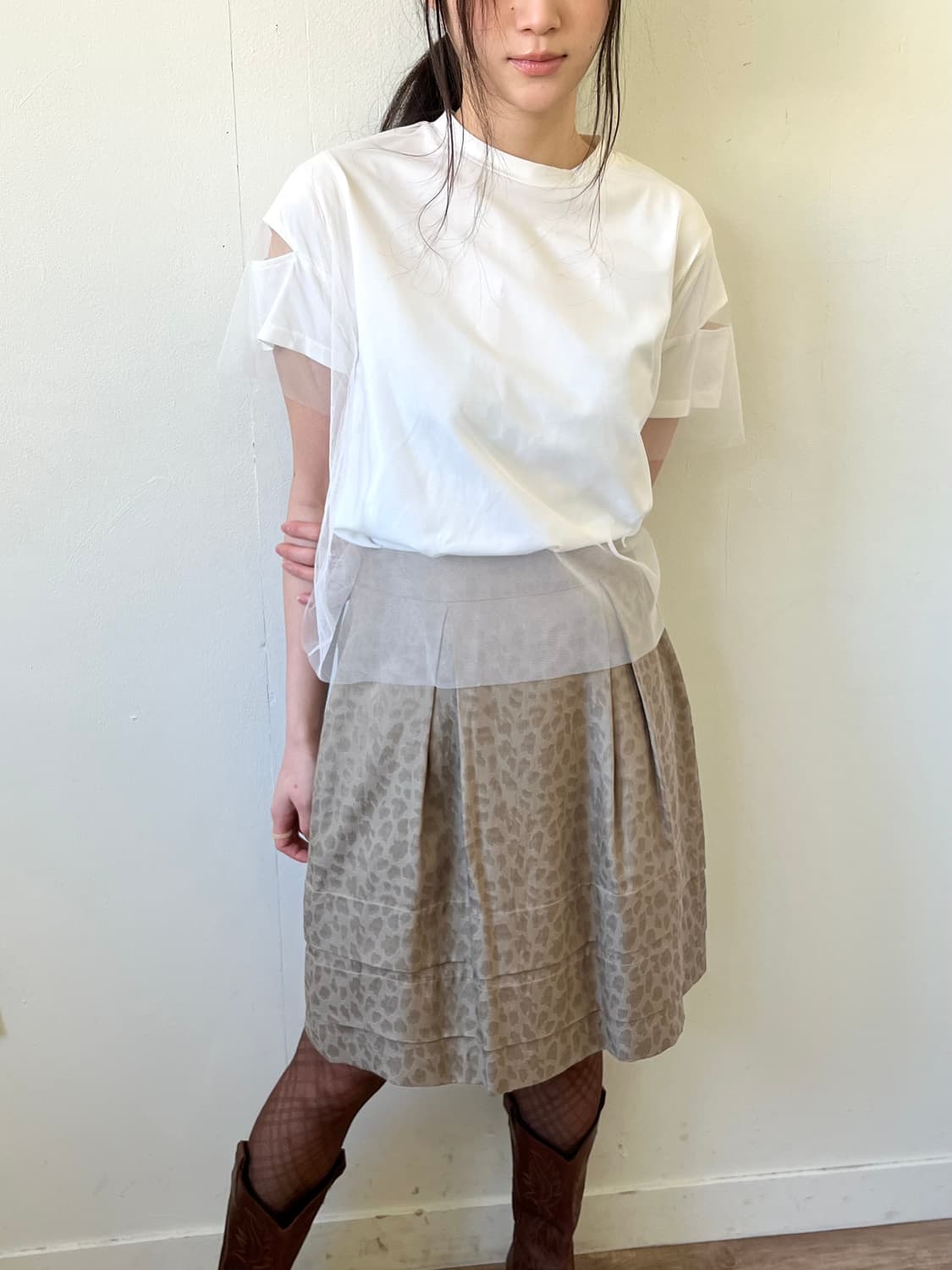 &g’aime 튤 레이어드 탑 상품이미지3