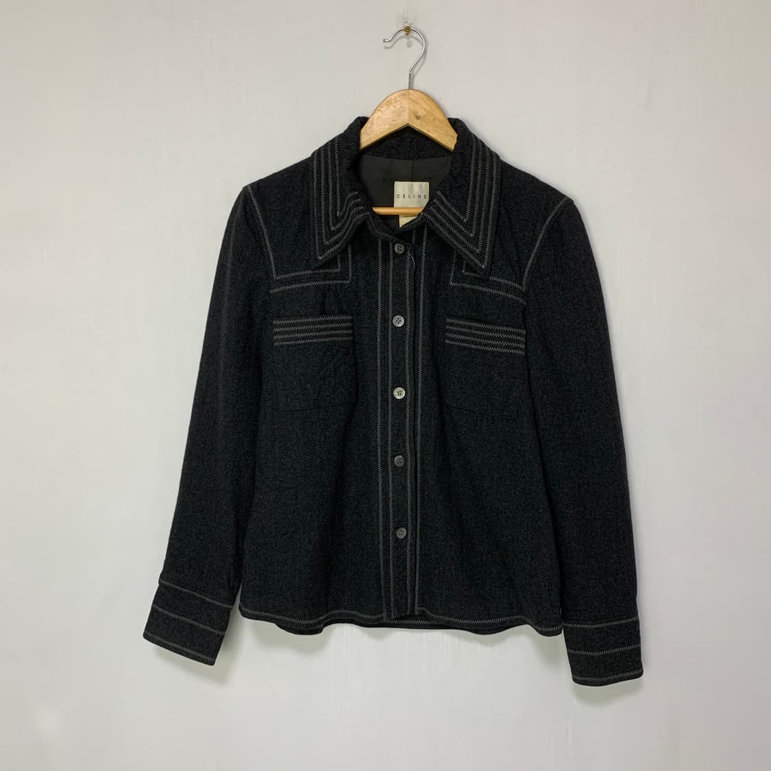 셀린느 차콜 울 셔츠 자켓 일본 빈티지 모리걸 42 사이즈 상품이미지1