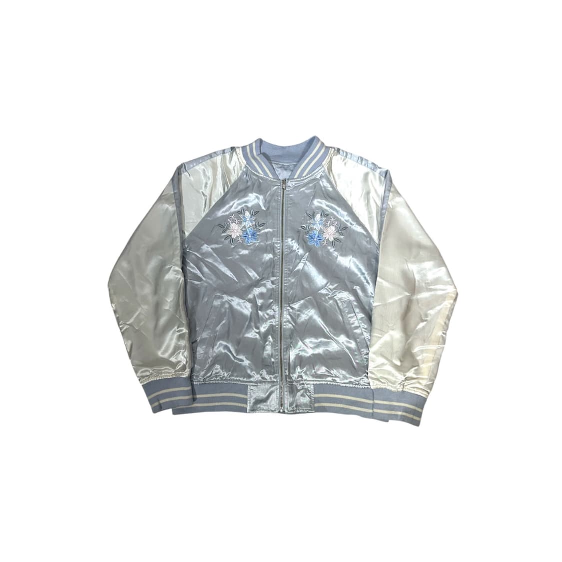 일본 빈티지 화이트 소라 스카잔 자수 크롭 자켓   상품이미지4