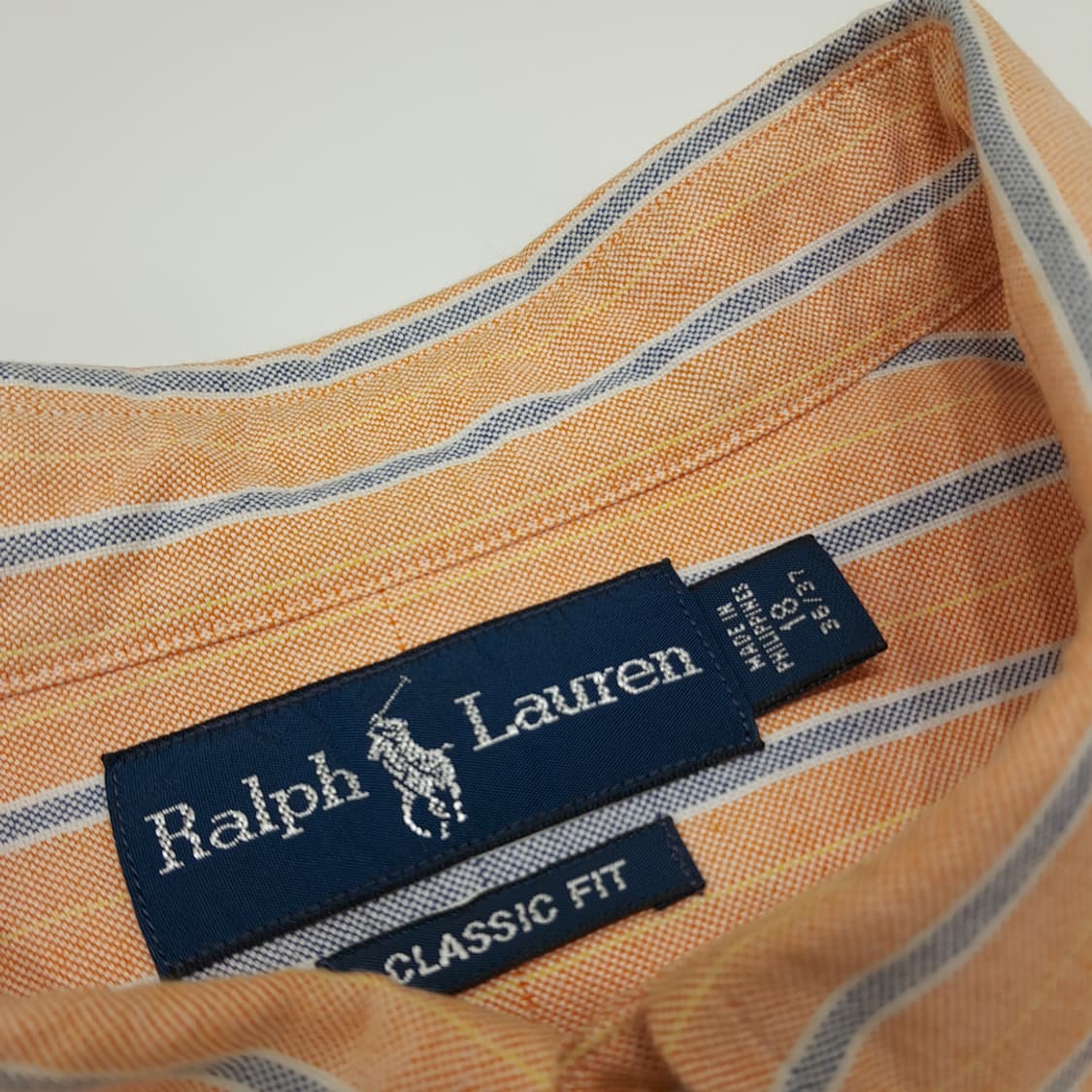 CN863 2XL 폴로 랄프로렌 오렌지 스트라이프 긴팔 셔츠 남방 상품이미지4