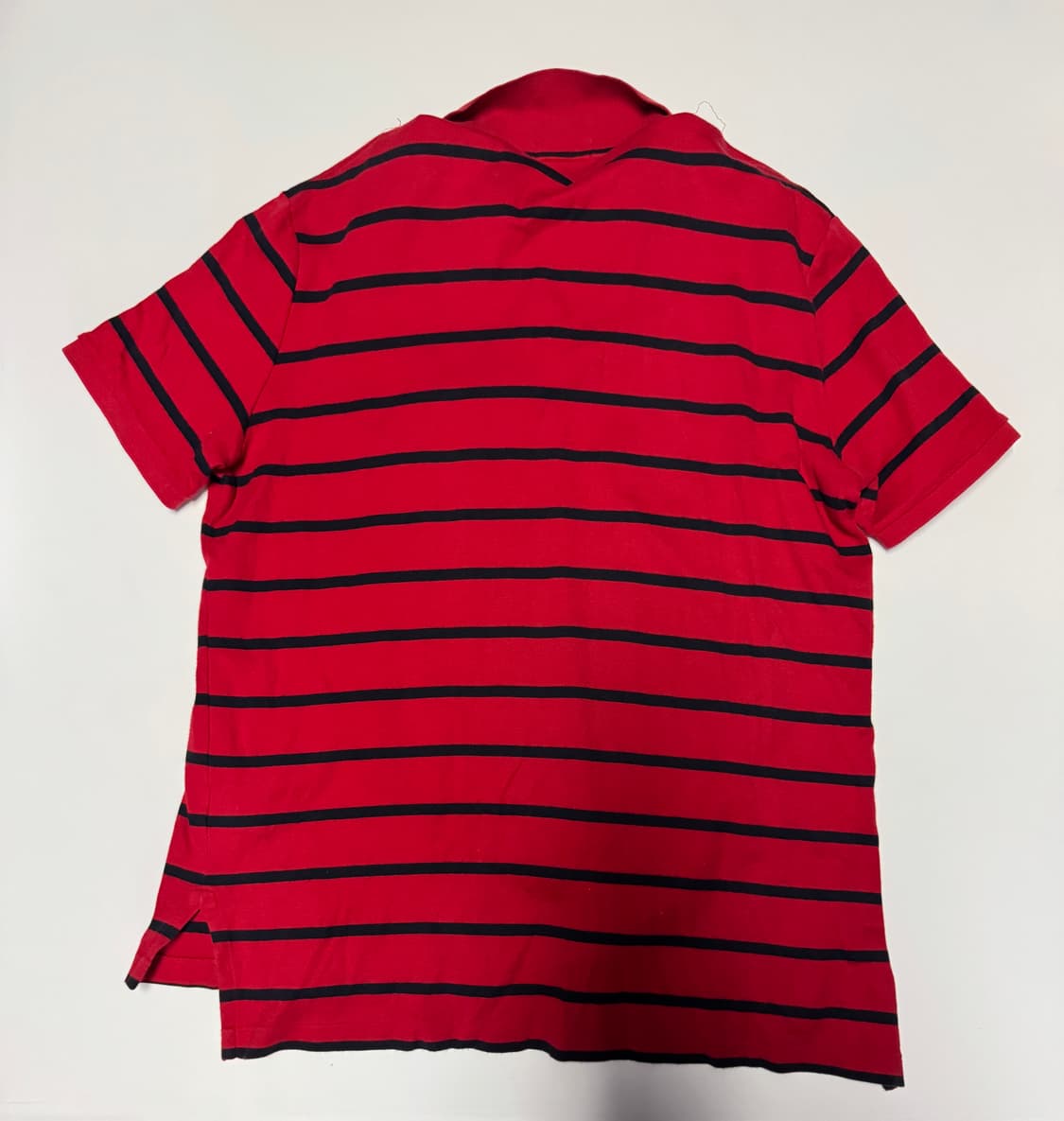 폴로 랄프로렌 신형 라벨 스트라이프 반팔 카라티 XL 레드 상품이미지2