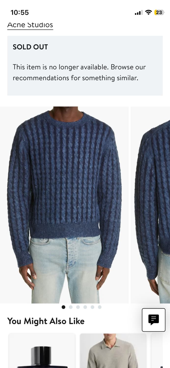 Acne Studios 아크네스튜디오 케이블 니트 스웨터 미드블루 M 상품이미지6