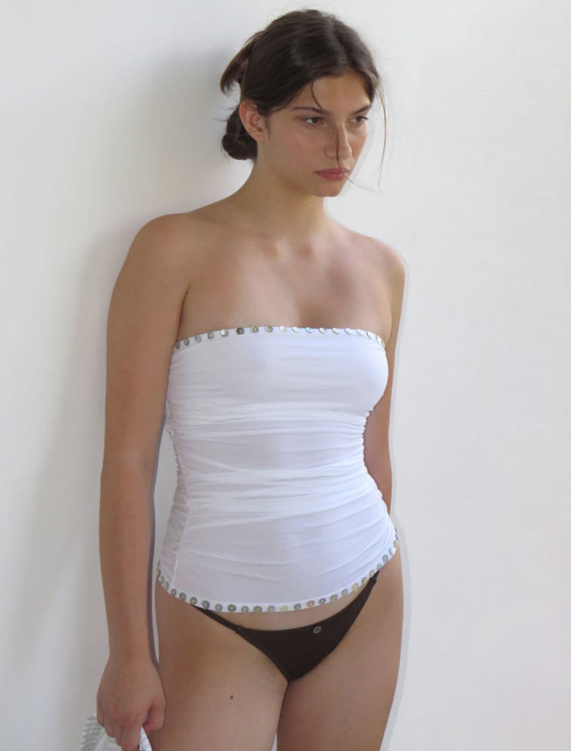 팔로마울 줄리엣 펄 버튼 튜브탑 상품이미지1