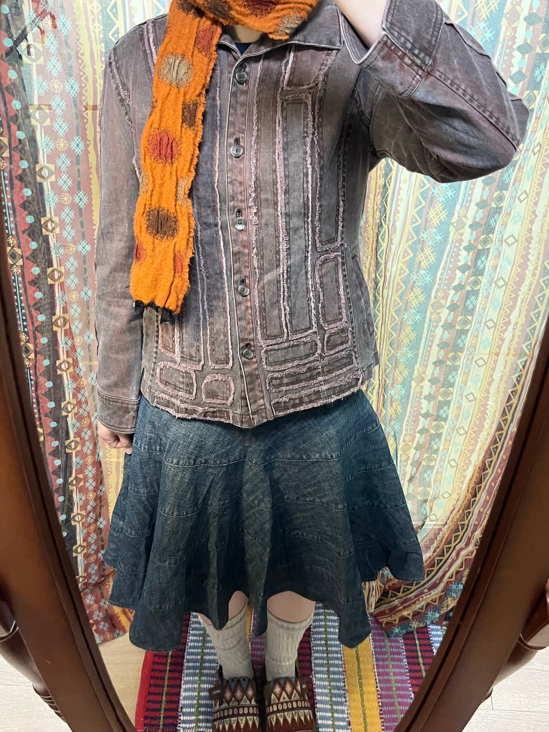 버건디 데님 재킷 상품이미지2