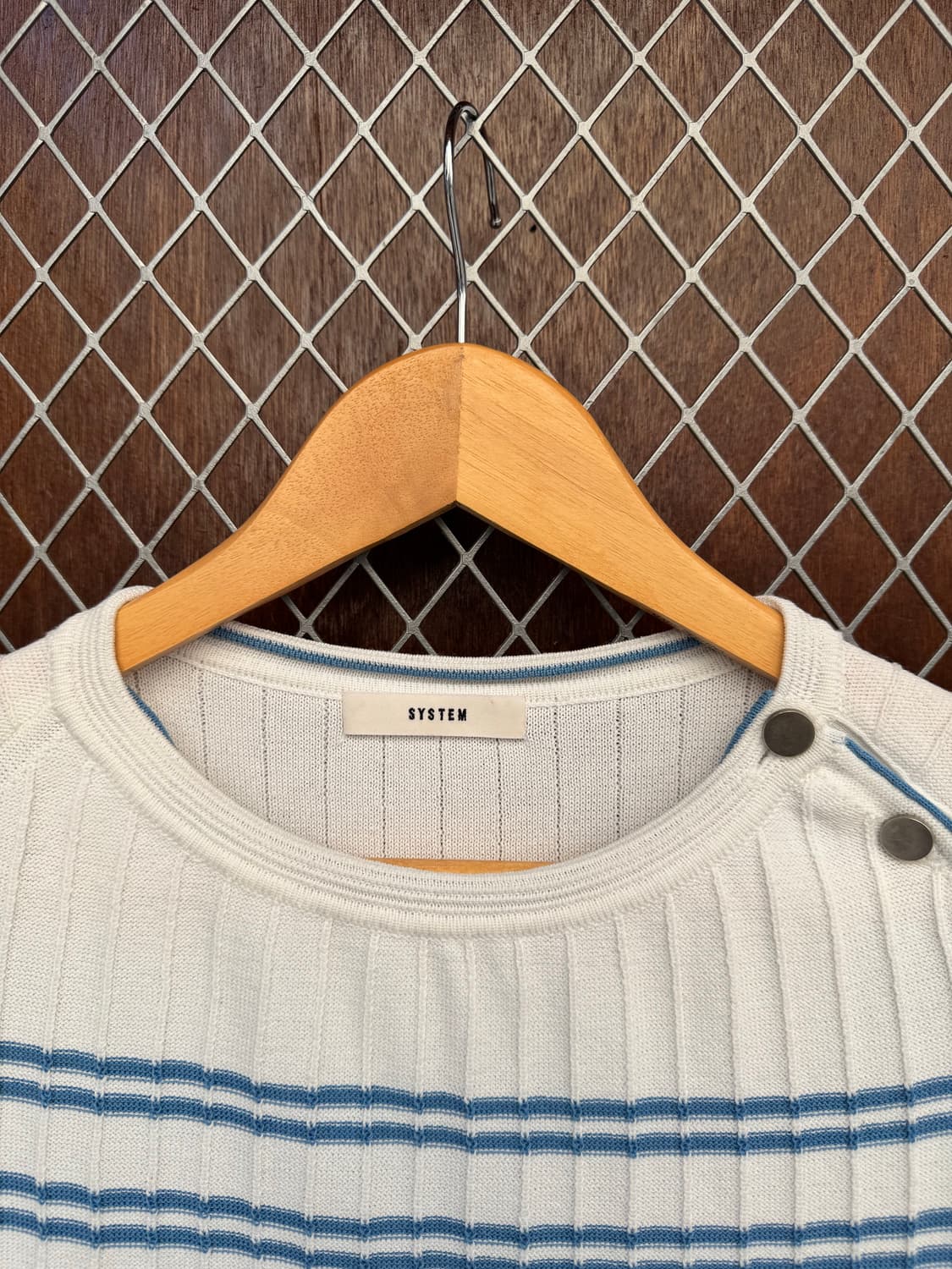 한섬 시스템 은장 스트라이프 패턴 7부 니트 긴팔티 상품이미지3