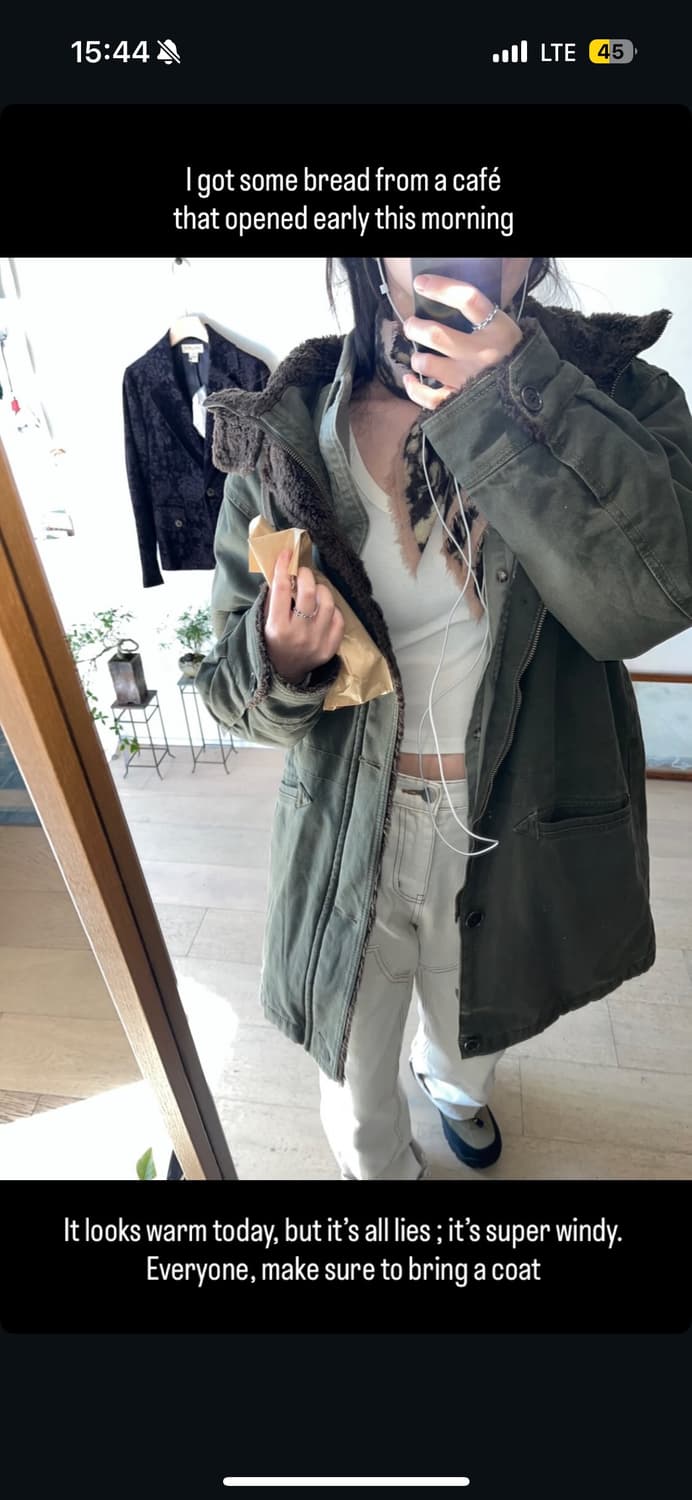 유니클로 올리브 파카 후드 야상 상품이미지2