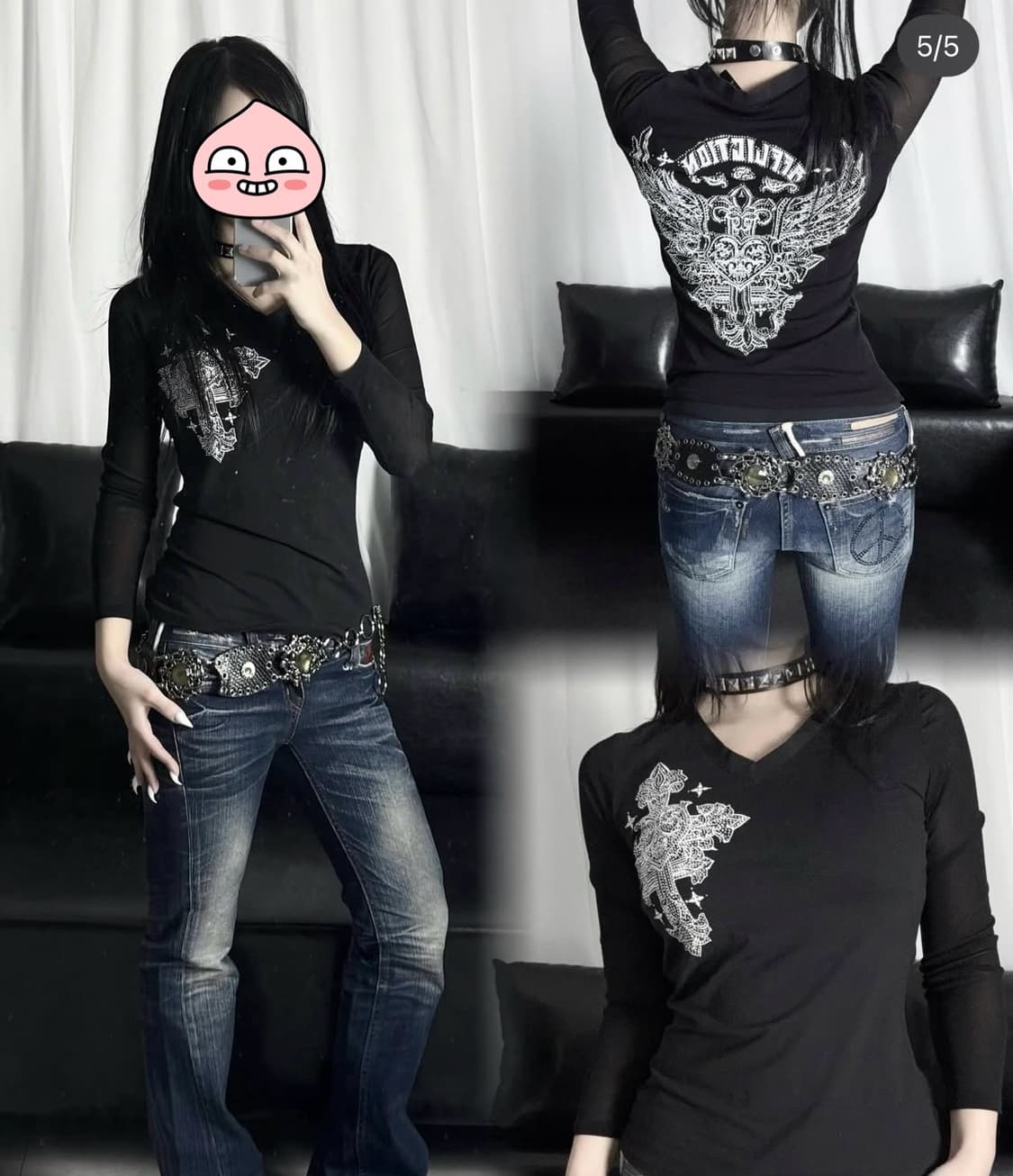 노드네피아 대장 롱슬 롱슬리브 큐빅 펑크 와투케 큐빈 파우닝 갸루 상품이미지2