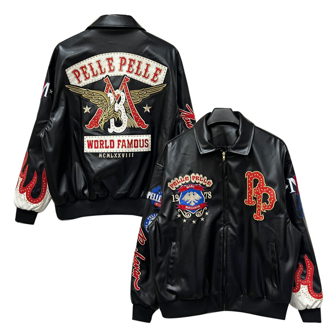 VTG 빈티지 펠레펠레 패치 레더 자켓 XL급 상품이미지1