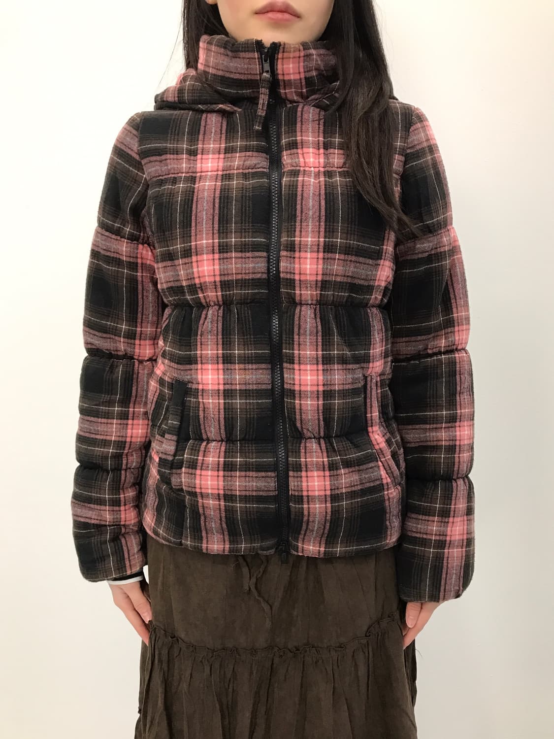 Jpn Kitsch Wool Check Puffer Jacket 상품이미지2