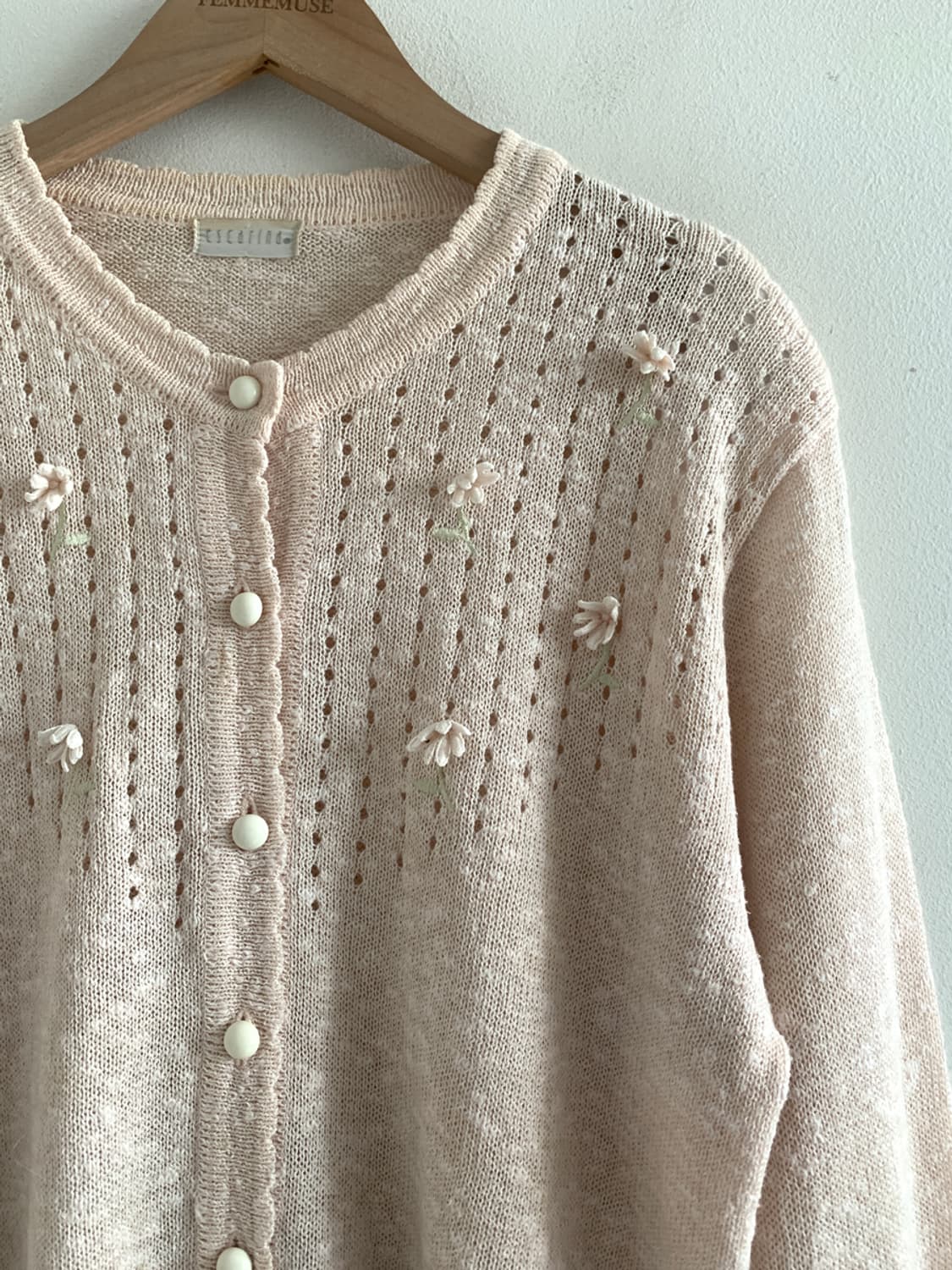 Flower embroidery peach cardigan 상품이미지3