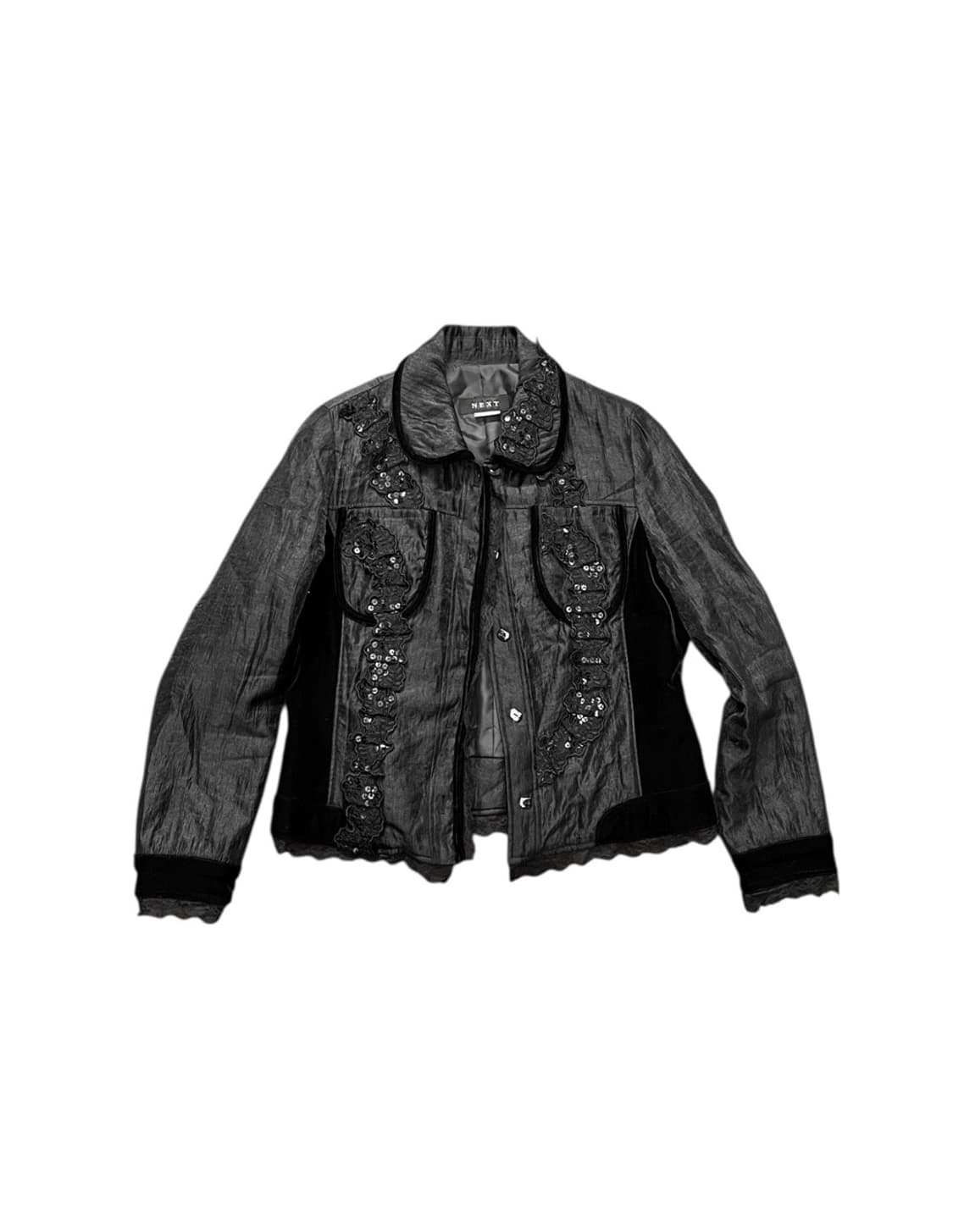 LACE TRIM VELVET JACKET 상품이미지1