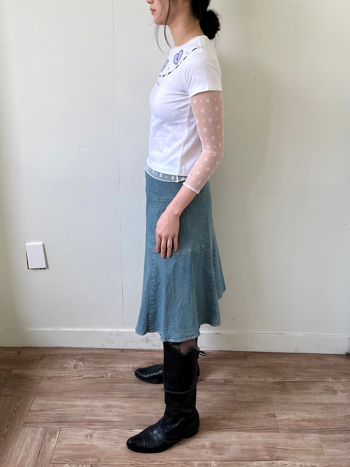 Loueme 플라워 화이트 시스루 탑 상품이미지9